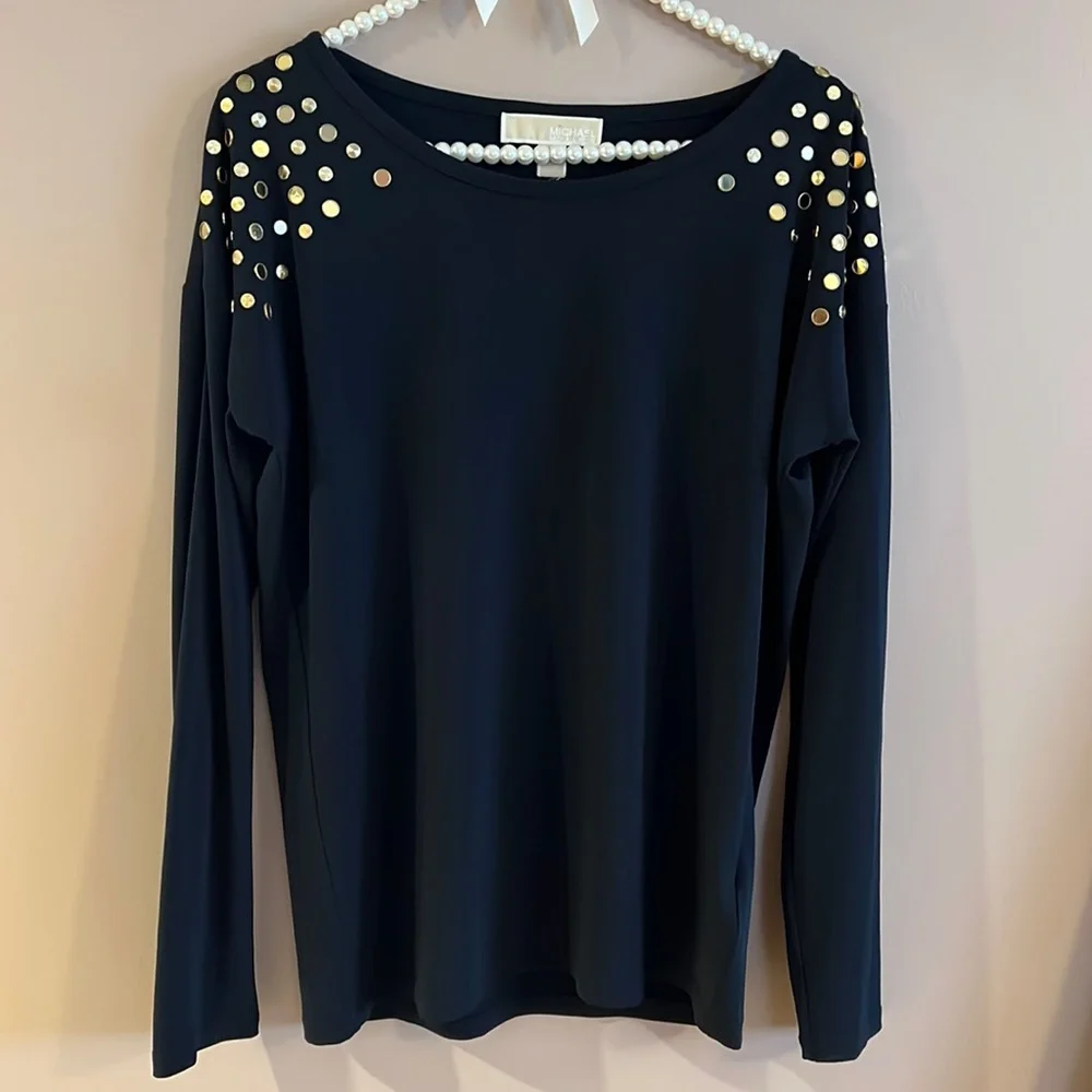 Michael Kors Long Sleeve Embellished Top - Picture 1 of 8